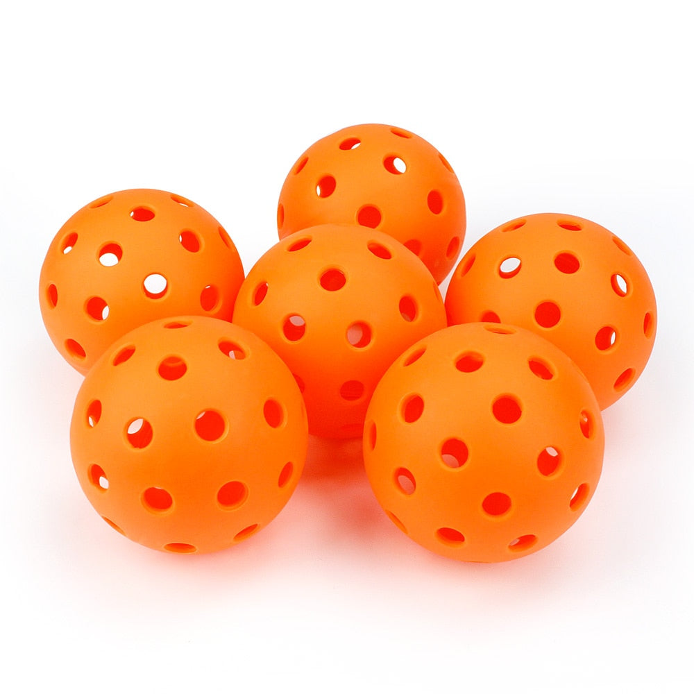 Outdoor competition pickleballs made from high quality plastics.