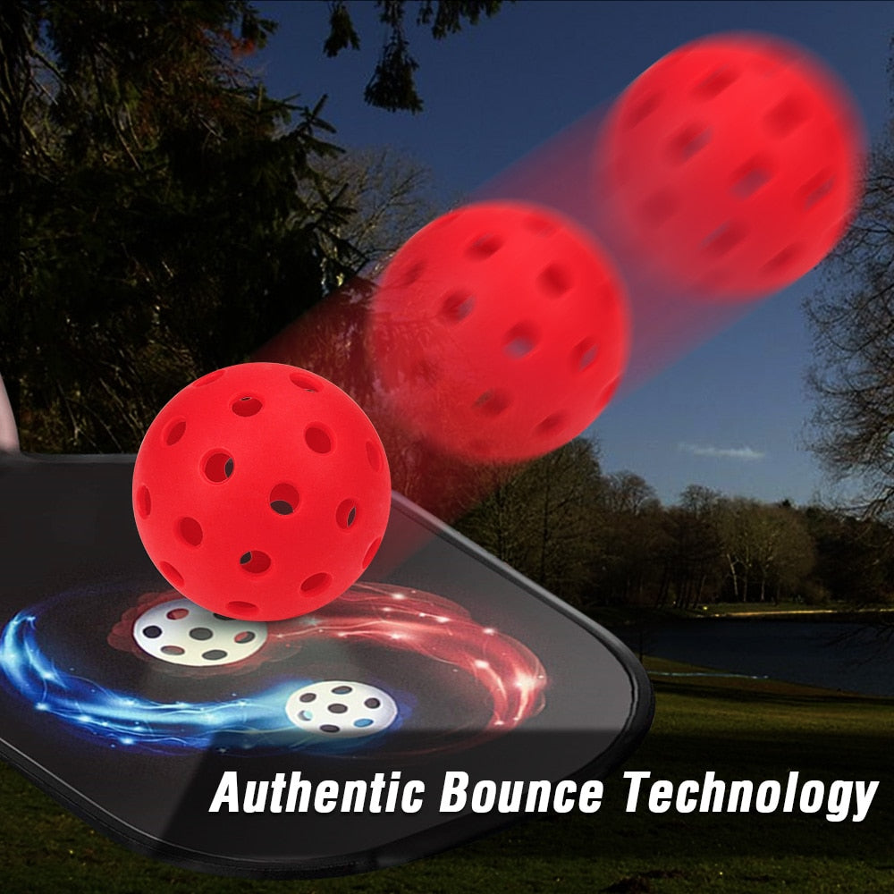 Outdoor competition pickleballs made from high quality plastics.