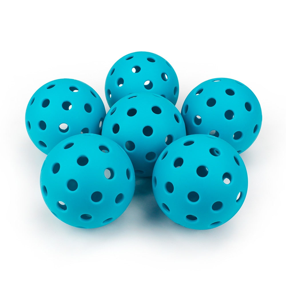 Outdoor competition pickleballs made from high quality plastics.