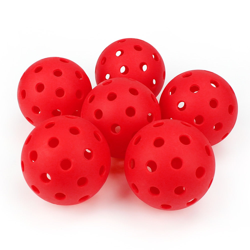Outdoor competition pickleballs made from high quality plastics.