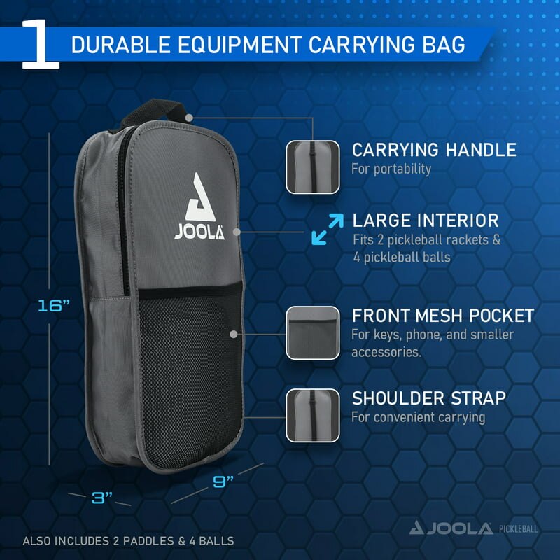 JOOLA Ben Johns beginner kit with balls and a bag.