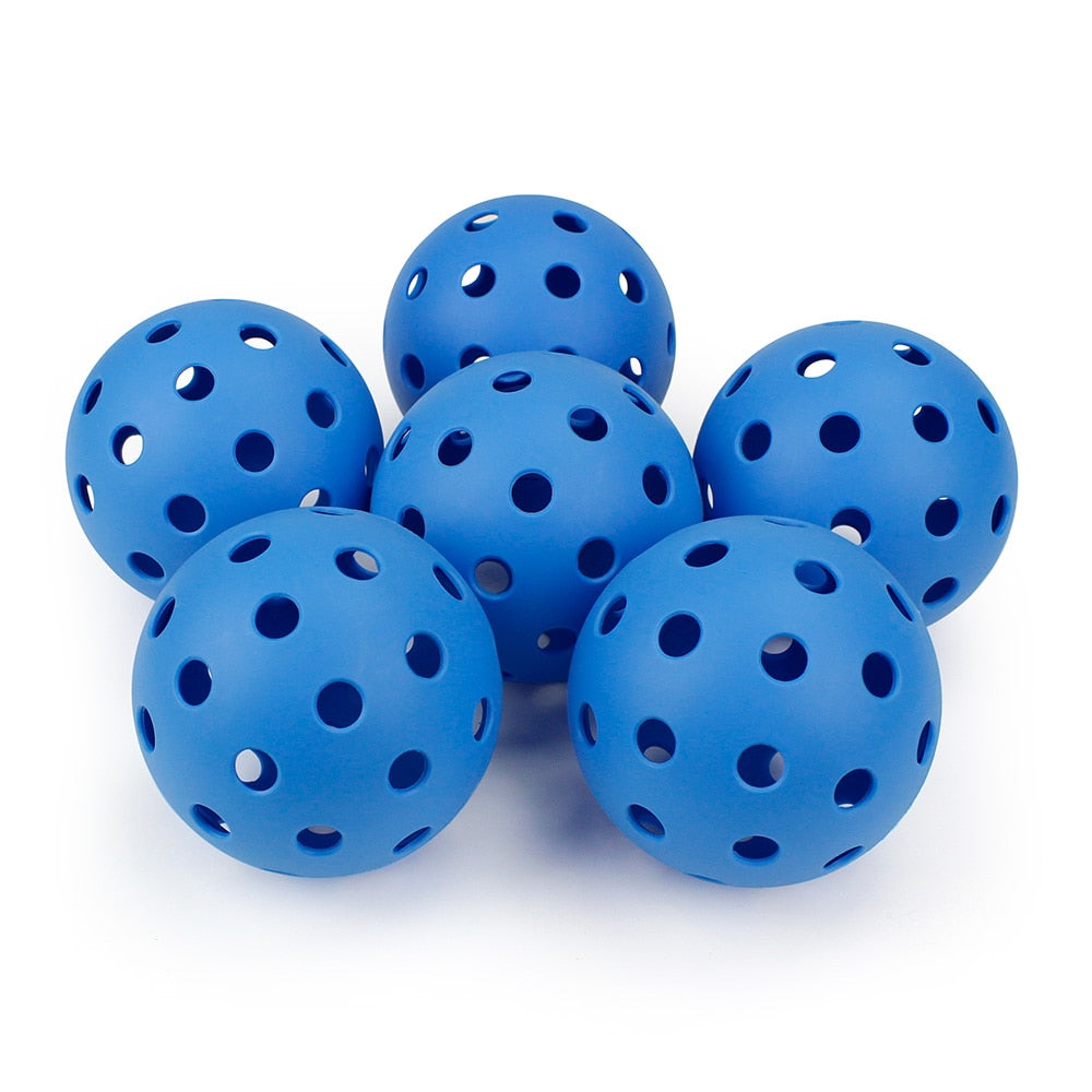 Outdoor competition pickleballs made from high quality plastics.