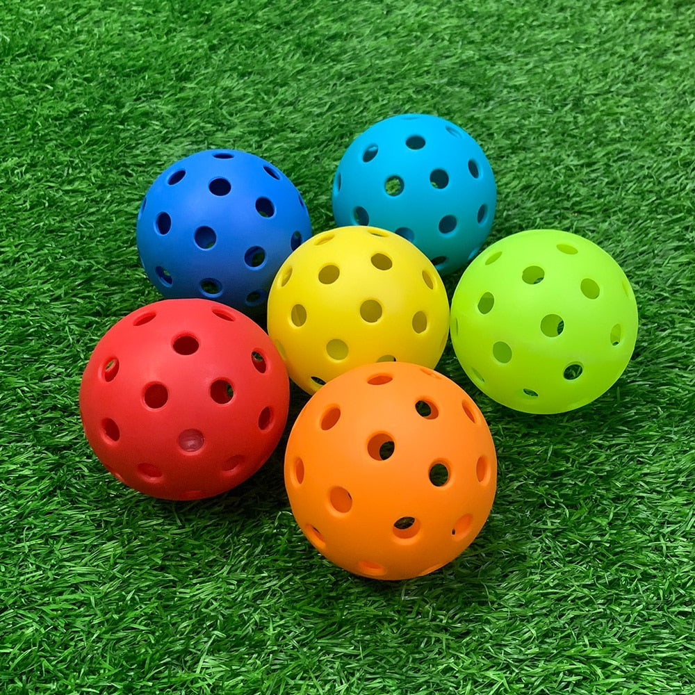 Outdoor competition pickleballs made from high quality plastics.