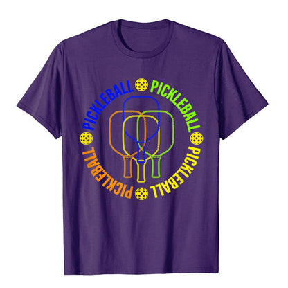 Pickleball Paddle And Ball Colorful Graphic T-Shirt