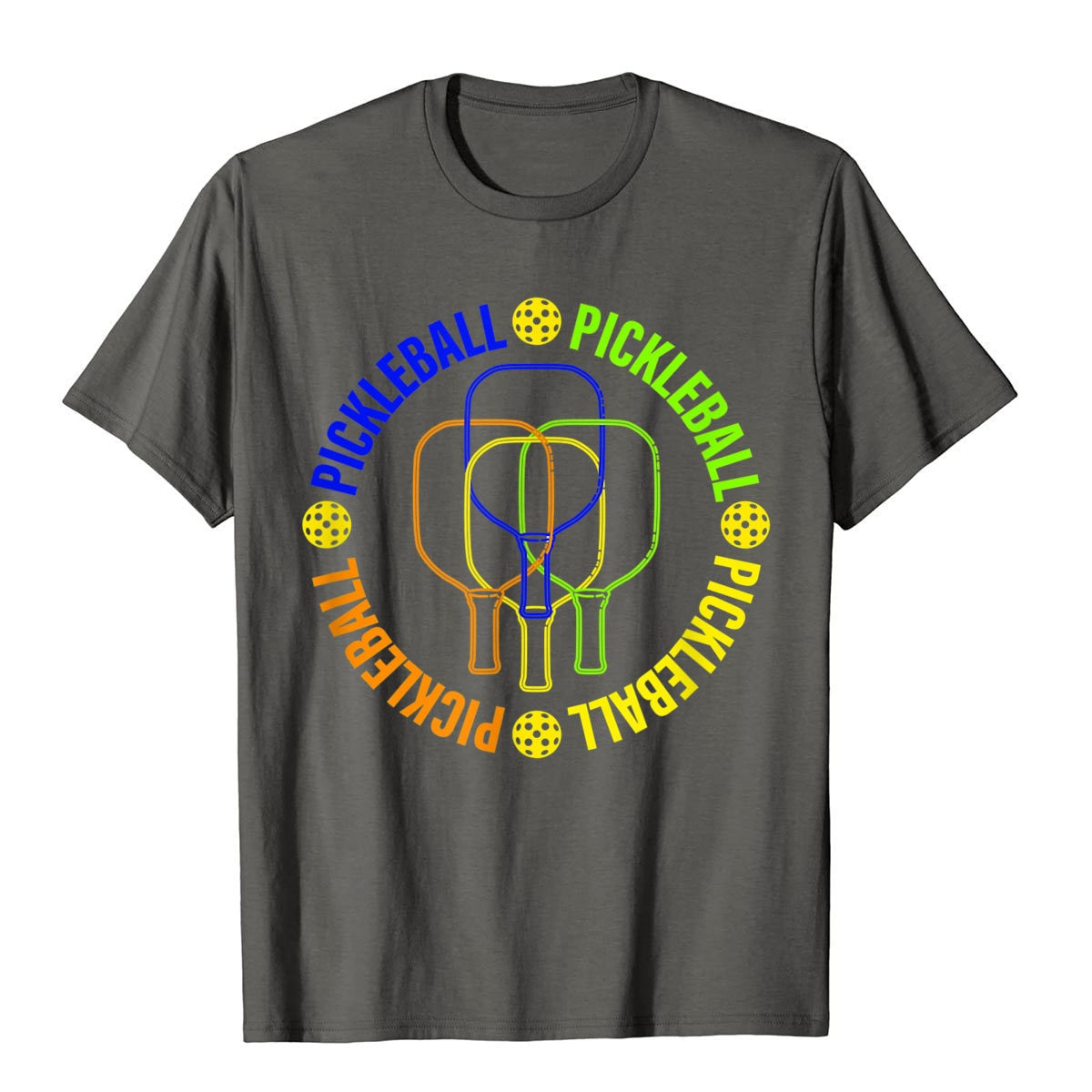 Pickleball Paddle And Ball Colorful Graphic T-Shirt