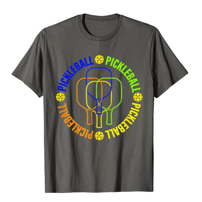 Pickleball Paddle And Ball Colorful Graphic T-Shirt