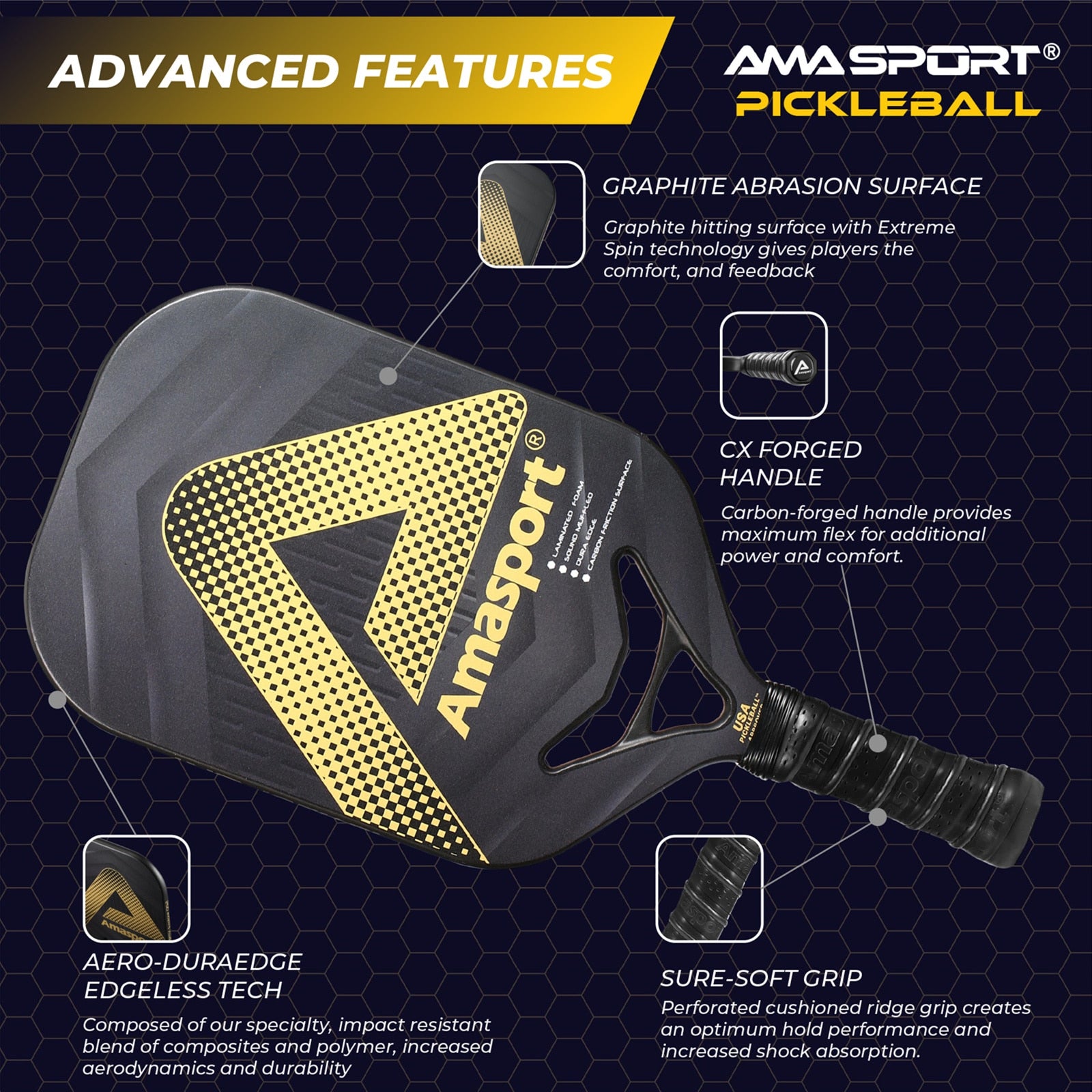 AMASPORT Matrix Explore 002 Paddle – PLATINUM PICKLEBALL
