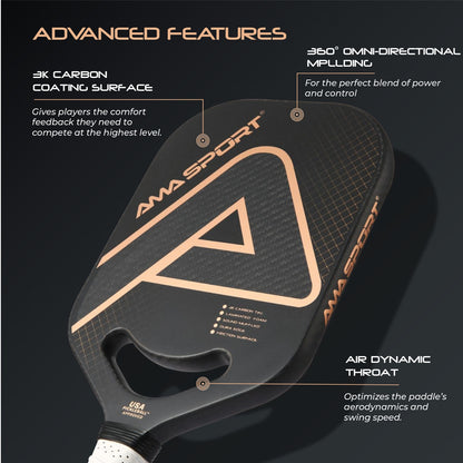 AMASPORT Fusion & Immersion Pickleball Paddle - Carbon Fiber Composite