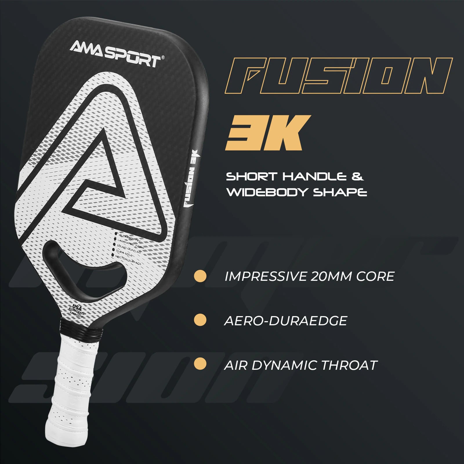 AMASPORT Fusion & Immersion Pickleball Paddle - Carbon Fiber